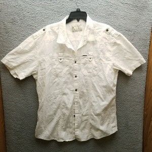 Mark Ecko 2XL Cut & Sew Deadly Threads White Button-Down Shirt 54" 32" 10"